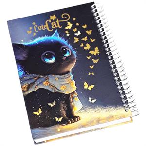 دفتریادداشت 11*16.5 سانت جلدسخت سیم از بغل تکاد کد300