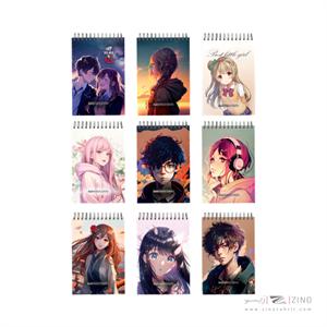 دفتر یادداشت 120 برگ فنر دوبل جلد سخت 15*10  سری انیمه الند کد ANM1015-120