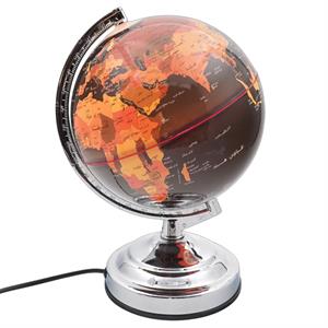 کره جغرافیایی سایز20 پایه کلاسیک چراغ دار مشکی فارسی ایده 